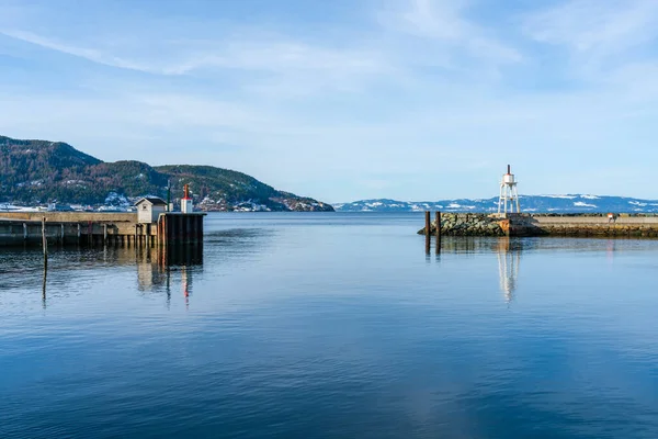 Entrée Port Trondheim Vue Sur Fjord Trondheim Trondheimsfjorden Bras Mer — Photo