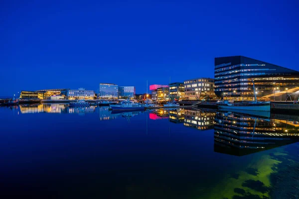 Avondzicht Haven Van Trondheim Noorwegen — Stockfoto