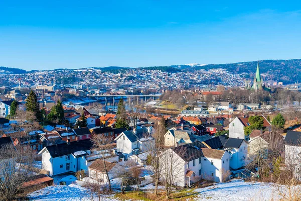 Vista Aérea Trondheim Terceiro Município Mais Populoso Noruega — Fotografia de Stock