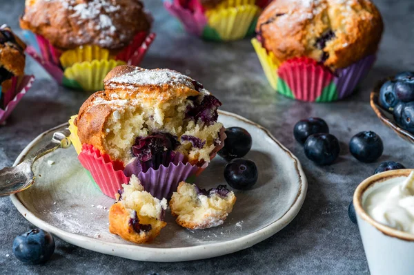 Classic blueberry and lemon cupcakes