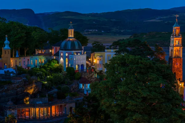 Portmeirion Wales July 2022 Night View Portmeirion Tourist Village North — Photo