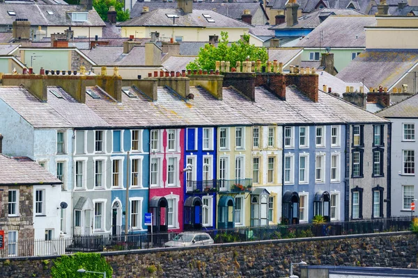 Caernarfon Wales July 2022 Row Colorful Town Houses River Seiont — Stockfoto