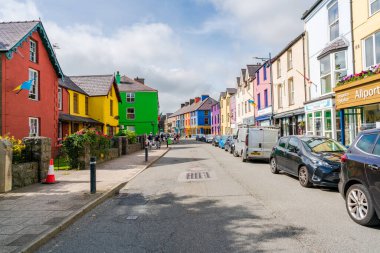 LLANBERIS, WALES, UK - JULY 08, 2022: Street view of Llanberis, a village in Gwynedd, northwest Wales on the southern bank of the lake Llyn Padarn and at the foot of Snowdon mountain