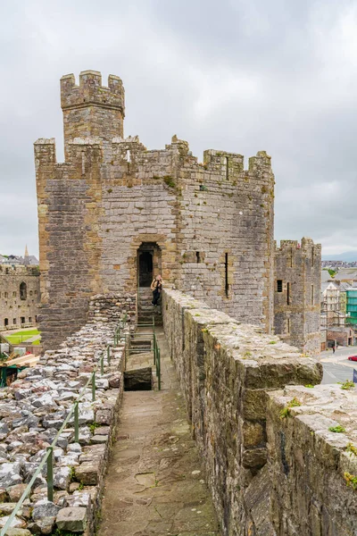 Caernarfon Wales July 2022 View Caernarfon Castle Ruins Medieval Fortress — Fotografia de Stock