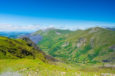 Güneşli bir günde, Snowdon Dağı 'ndan manzara, Galler