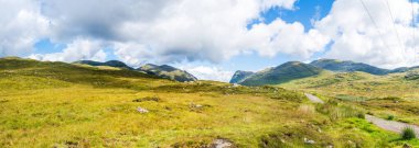 Wide panoramic landscape on Isle of Lewis and Harris, Scotland, UK