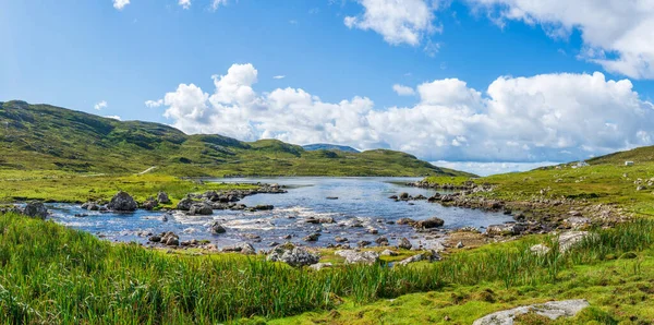 Wide Panoramic Landscape Isle Lewis Harris Scotland — Zdjęcie stockowe