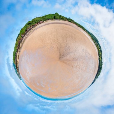 Little planet - 360 degree panorama of Traeth Lligwy beach on the isle of Anglesey, Wales