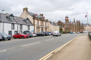 STORNOWAY, ISLE OF LEWIS, SCOTLAND, AUGUST 02, 2022: Street view in Stornoway, the main town of the Western Isles and the capital of Lewis and Harris in Scotland.