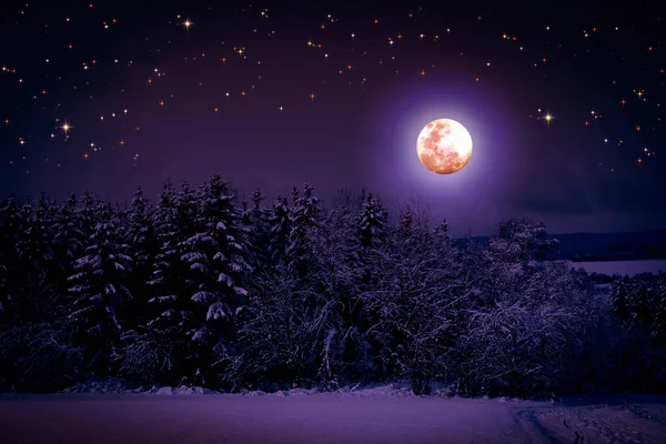 Noel yıldızı ve dolunay soyut gökyüzünde. — Stok fotoğraf