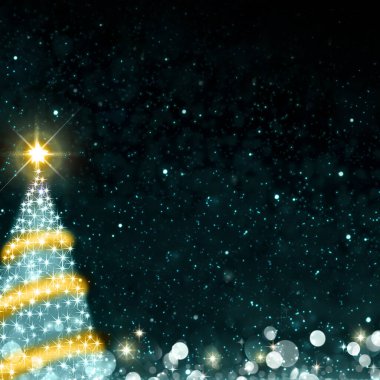 Yılbaşı ağacı yıldızların arka planında izole.