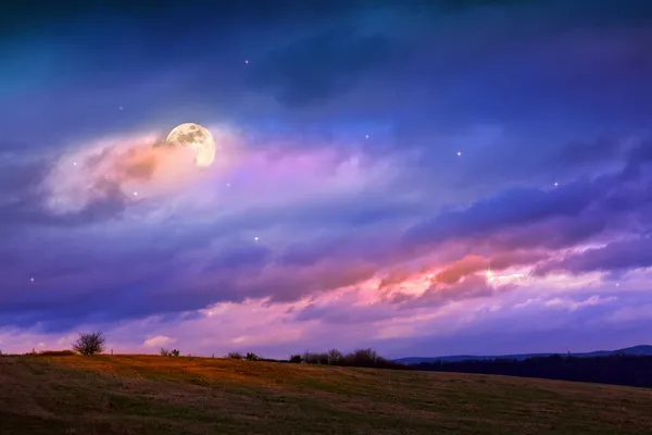 Full moon on colorful night sky.Abstract background. — Stock Photo, Image