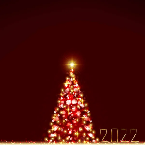 Año Nuevo 2022 fondo con borrosa bokeh y árbol de Navidad. — Foto de Stock