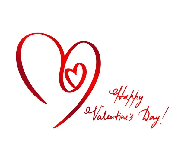 Buon San Valentino frase e due cuori rossi amore . — Foto Stock