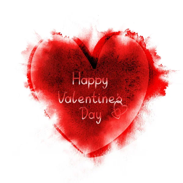San Valentino sfondo con astratto cuore acquerello rosso . — Foto Stock