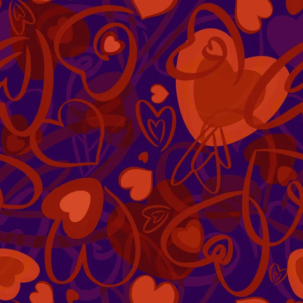 Czerwone Walentynki bezszwowy wzór z sercami na niebieskim tle — Zdjęcie stockowe