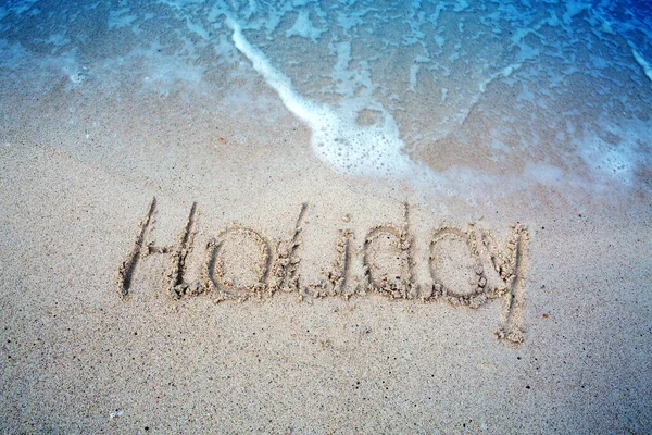 Sand Beach Background Texture Holiday Written — Foto de Stock