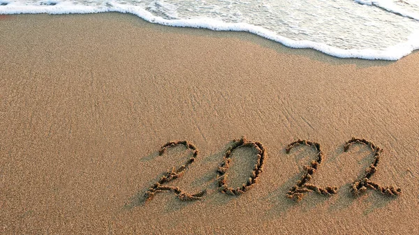 Data Capodanno 2022 Sta Arrivando Sulla Sabbia Vicino Mare — Foto Stock