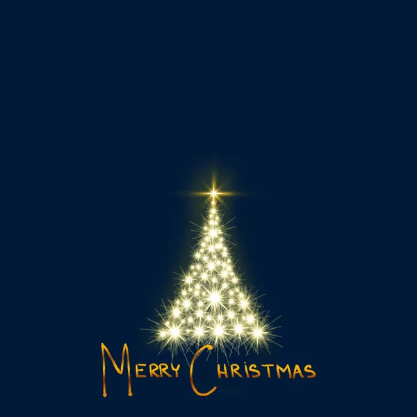 青の背景に分離されたライトとクリスマス ツリー — ストック写真