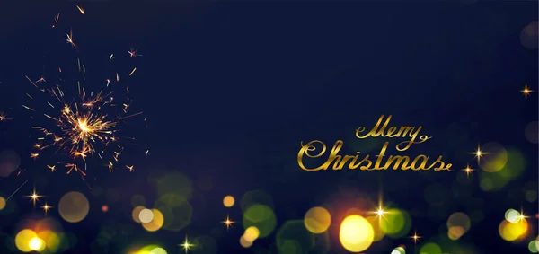 メリークリスマステキストカードともに金墨色 — ストック写真