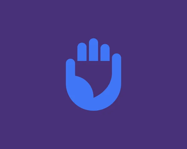 Abstraktes Schild im Logo-Design der Handfläche. Universeller minimalistischer Schutz, sicheres Vektor-Zeichen-Symbol-Logo. — Stockvektor