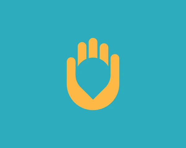 Broche abstraite dans la conception du logo de la paume des mains. Destination minimaliste universelle, GPS, symbole de signe vectoriel de navigation logo. — Image vectorielle