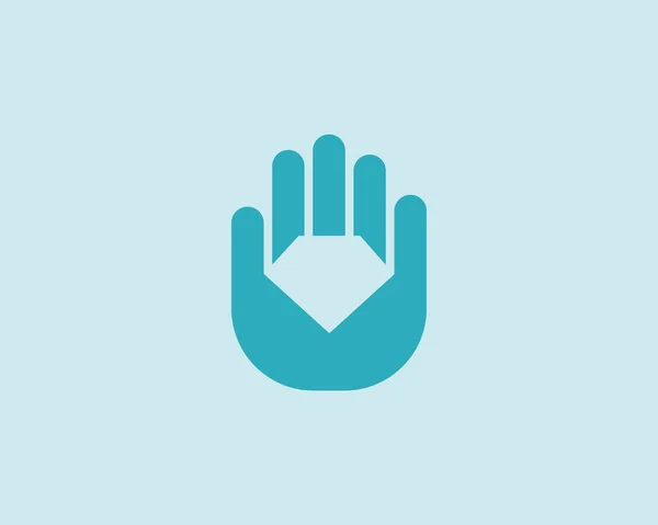 Gemme abstraite, diamant dans le design du logo de la paume des mains. Bijouterie minimaliste universelle, bijou, symbole de signe vectoriel trésor logotype. — Image vectorielle