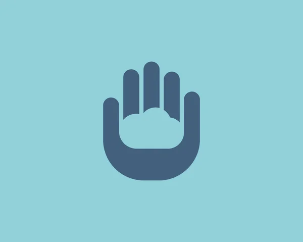 Nuage abstrait dans la conception du logo de la paume des mains. Données universelles minimalistes, téléchargement, symbole de signe vectoriel de stockage logotype. — Image vectorielle