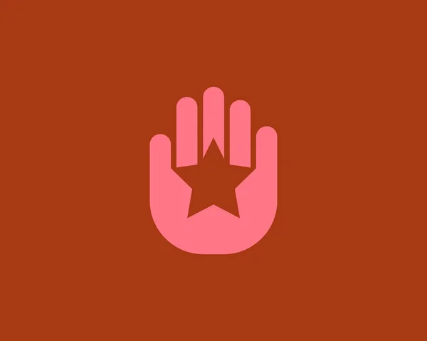 手のひらのロゴデザインのアブストラクトスター。普遍的な最小限の投票、寄付、ボランティアベクトル記号のロゴタイプ. — ストックベクタ