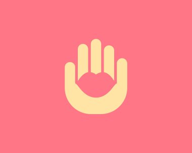Avuç içi logosu tasarımındaki soyut dudaklar. Evrensel minimalist ruj, kozmetik, hava öpücüğü vektör işareti logoti.