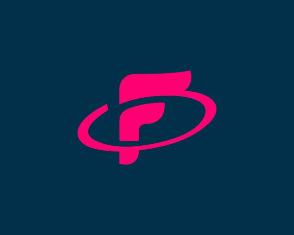 Résumé lettre tournante F logo moderne icône concept de conception. Initiales minimalistes universelles, modèle de logo de planète isolé sur fond sombre. Illustration vectorielle. — Image vectorielle