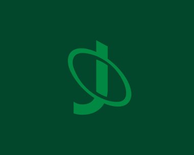 Soyut dönen harf J modern logotip ikon tasarım konsepti. Evrensel minimalist harfler, karanlık arka planda izole gezegen logosu şablonu. Vektör illüstrasyonu
