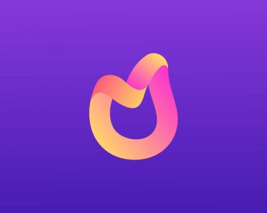 Soyut parlak eğimli yangın logosu konsepti. 3D renkli alev, şenlik ateşi, enerji vektör işareti logoti.