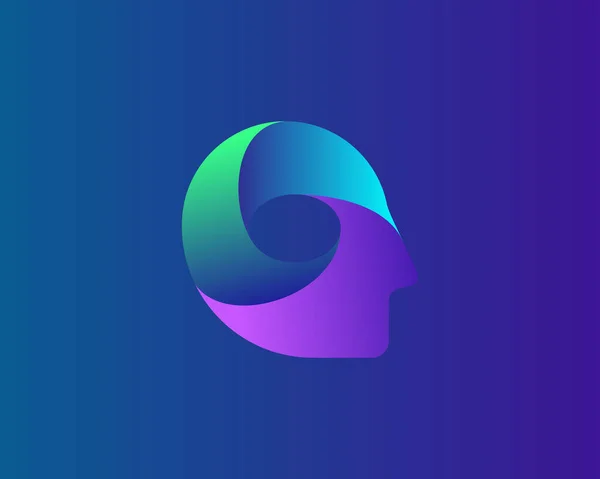 Profil vektör logoti tipinde soyut parlak eğimli kişi. Evrensel 3d avatar, isimsiz sembol logosu tasarımı. — Stok Vektör