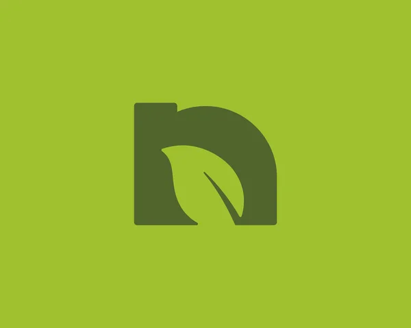 Templat desain logo N huruf abstrak. Warna hijau daun alam eko vektor ikon logotype. - Stok Vektor