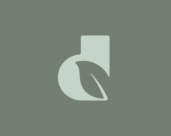 Abstract letter D with leaf vector logo modern minimal style illustration. Universal nature, fresh, vegan sign symbol mark logotype. — Vettoriale Stock