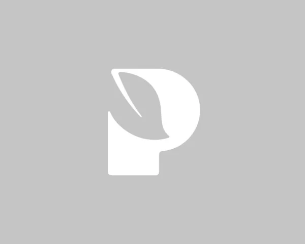 Lettre abstraite P logo isolé sur fond clair. Feuille minimaliste, forêt, signe vectoriel de jardin symbole marque logotype. — Image vectorielle