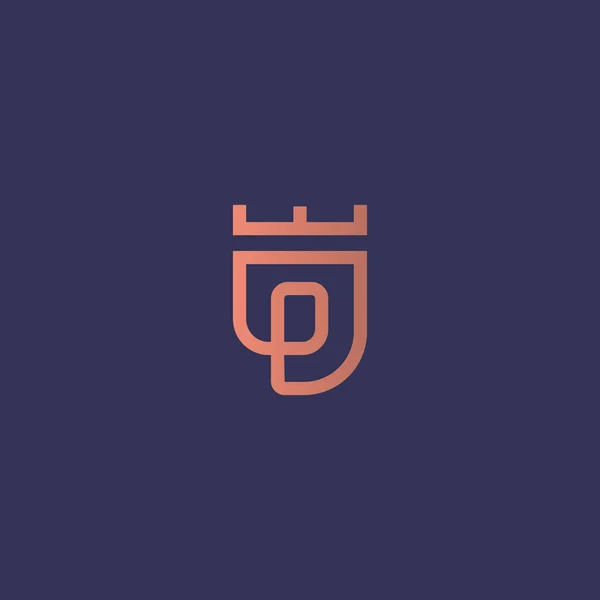 Gracieux gradient linéaire bouclier monogramme lettre P avec couronne concept de logotype. Premium roi, fort, symbole vectoriel de protection icône logo. — Image vectorielle