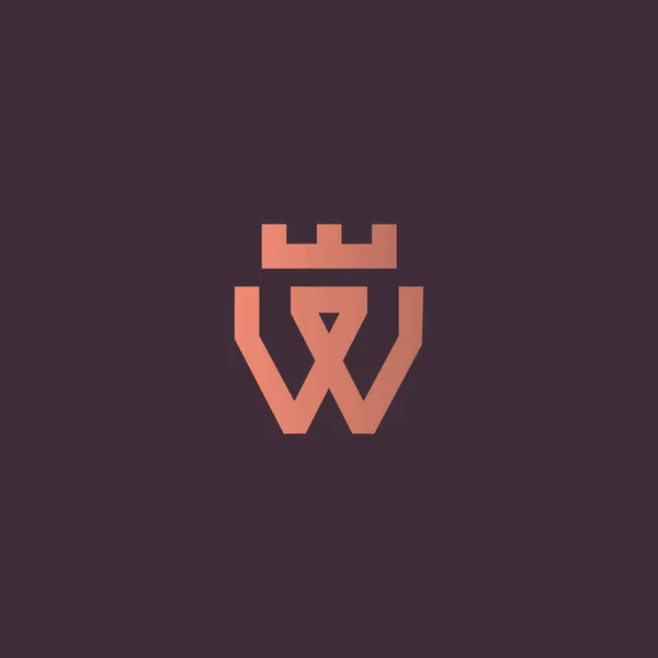 Abstract letter W with crown gold gradient logo icon design modern minimal style illustration. Creative alphabet emblem vector sign symbol mark logotype. — стоковый вектор