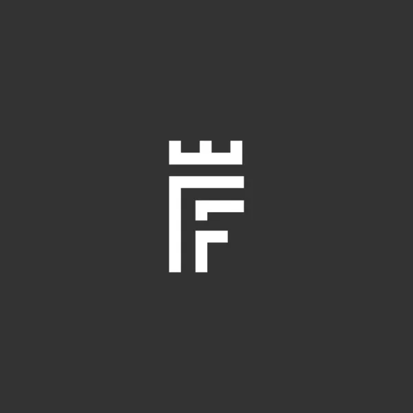 Letra de monograma lineal abstracta F con el concepto de icono del logotipo de la corona. Diseño de icono de símbolo de vector geométrico universal en estilo minimalista. — Archivo Imágenes Vectoriales