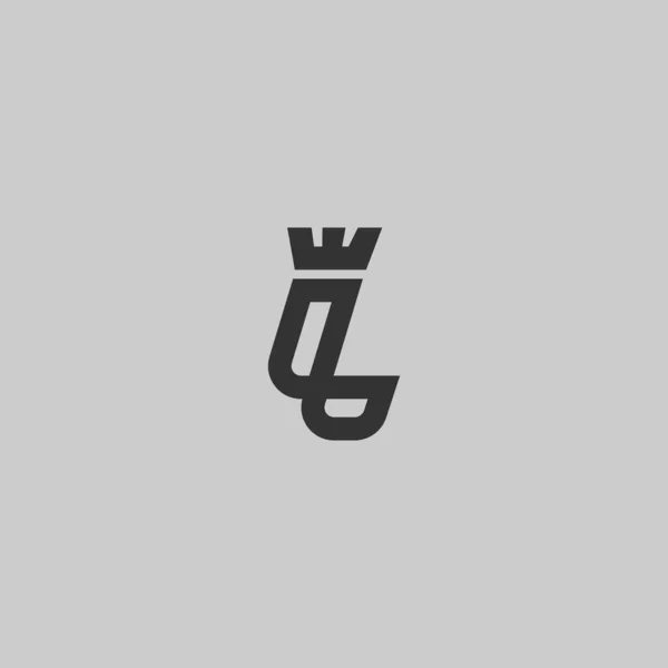 Elegante Linha Curva Letra Com Modelo Design Logotipo Vetor Coroa — Vetor de Stock