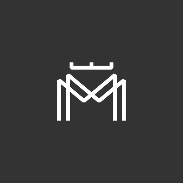 Літера Коронною Монограмою Шаблон Початкового Логотипу Мінімального Стилю Монохромні Лінії — стоковий вектор