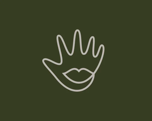 Абстрактная Тонкая Линия Руки Губ Дизайн Логотипа Искушает Творческая Линия — стоковый вектор