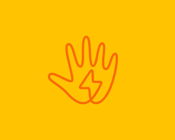 Абстрактный Светоотражающий Знак Дизайне Логотипа Ладони Минималистский Непрерывный Заряд Линии — стоковый вектор