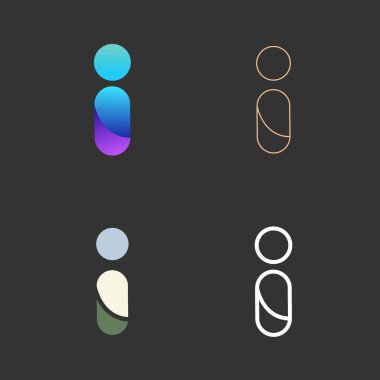 4 harfli logoların vektör koleksiyonu. Uygulama simgesi tasarım şablonu. Vektör logosu tasarımı