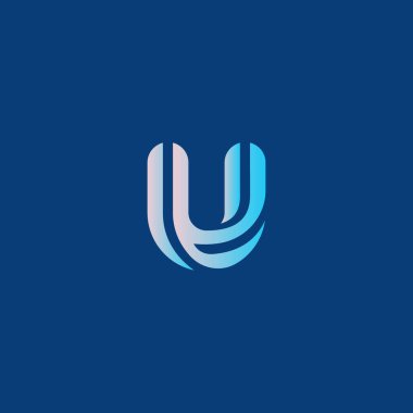Letter U from stripes logo design. Universal gradient flat logotype icon symbol. Vector illustration.