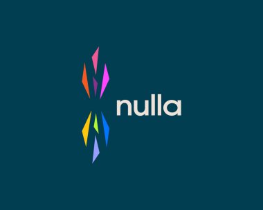 Patlama logosu. Geometrik şekillerden soyut logolar. Renkli parçalar konsepti. Vektör illüstrasyonu