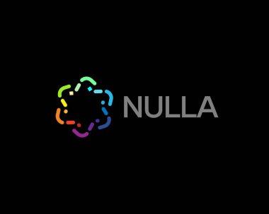 Soyut geometrik gökkuşağı çiçek logosu. Evrensel bilim atom teknolojisi sembolü. Vektör illüstrasyonu