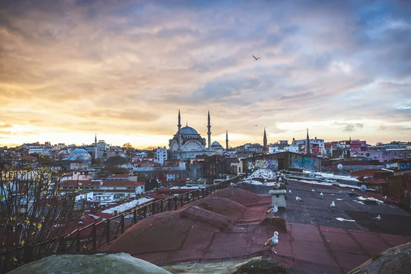 Telhado Mais Antigo Istambul Com Vista Parte Histórica Cidade Uma — Fotografia de Stock