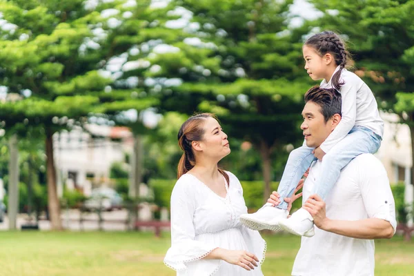 Mutlu Bir Aşk Portresi Asyalı Bir Aile Babası Annesi Kucağında — Stok fotoğraf